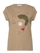 Cc Heart Face T-Shirt - Cap Sleeve Brown Coster Copenhagen