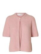 Slfsia Ras 2/4 Rib Knit Cardigan Noos Pink Selected Femme