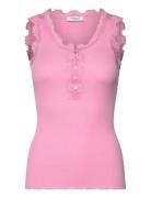 Rwbeatha Sl U- Neck Lace Button Top Pink Rosemunde