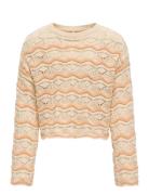 Kogdonna Ls O-Neck Stripe Structure Knt Cream Kids Only