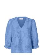 Slfcathi-Sadie 3/4 Top Ff Blue Selected Femme