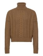 Cable-Knit Cotton-Blend Turtleneck Khaki Lauren Ralph Lauren