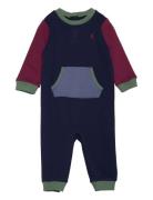 Color-Blocked Fleece Coverall Navy Ralph Lauren Baby