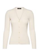 Ribbed V-Neck Cardigan Cream Lauren Ralph Lauren