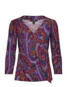 Paisley Stretch Jersey Top Purple Lauren Ralph Lauren