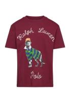 Dog-Print Cotton Jersey Tee Burgundy Ralph Lauren Kids