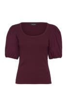 Stretch Cotton Balloon-Sleeve Tee Burgundy Lauren Ralph Lauren