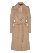 Belted Wool-Blend Wrap Coat Beige Lauren Ralph Lauren