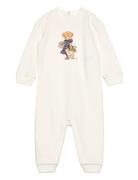 Polo Bear Fleece Coverall White Ralph Lauren Baby