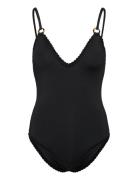 Nila V-Neck Crochet Trimmed Swimsuit Black Malina