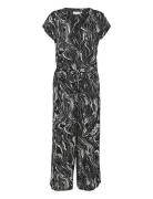 Kamira Plain Weave Jumpsuit Printed Black Kaffe