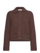 Polo-Neck Knitted Jacket Brown Mango