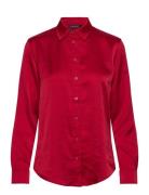 Classic Fit Satin Charmeuse Shirt Red Lauren Ralph Lauren