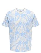 Onsperry Life Reg Leaf Aop Ss Tee Noos Blue ONLY & SONS