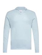 Casual L/S V-Neck Polo Knit Blue Lindbergh