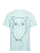 Regular Big Owl Front Print T-Shirt Blue Knowledge Cotton Apparel