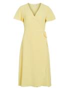 Vilovie S/S Wrap Midi Dress - Noos Yellow Vila