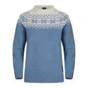 Gridarmor Women’s Snøkrystall Round Neck Ullgenser Light Blue/White