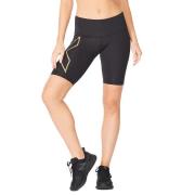 Women's Light Speed Mid-Rise Compression Shorts Black/Gold Reflective