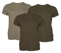 Pinewood Women's 3-Pack T-Shirt Green/H.Brown/Khaki
