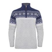 Gridarmor Women's Snøkrystall Half Zip Ullgenser Light Grey/Dark Navy/...