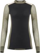 Aclima Women's WoolNet Hybrid Crew Neck Jet Black/Tarmac/Beige Melange
