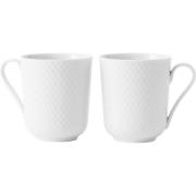 Lyngby Porcelæn Rhombe Mugg med handtag 33 cl Vit 2-pack