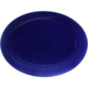 Lyngby Porcelæn Rhombe serveringsfat, oval, mörkblå