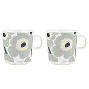 Marimekko Unikko mugg 4 dl 2 st, vit/grå/sand Blå