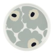 Marimekko Unikko tallrik 13,5 cm, vit/grå/sand/blå