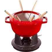 Staub Fondue set 20 cm röd med creme insida