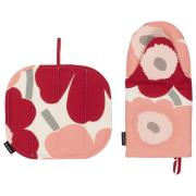 Marimekko Pieni Unikko kökstextilset, röd/rosa