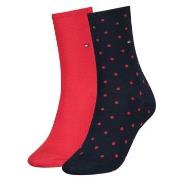 Tommy Hilfiger Strumpor 2P Women Dot Sock Röd Mönstrad Strl 39/42 Dam