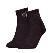 Calvin Klein Strumpor 2P Glossy Rib Quarter Socks Svart Strl 39/42 Dam