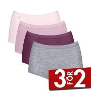 Sloggi Trosor 4P Basic Plus Maxi Panty Rosa/Grå bomull 38 Dam