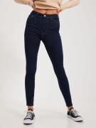 Only - High waisted jeans - Dark Blue Denim - Onliconic Hw Sk Long Ank...
