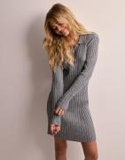 Object Collectors Item - Grå - Objthess Ls Knit Rib Short Dress E