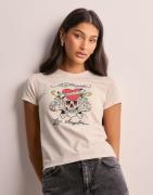 Ed Hardy - Vit - Womens Love Kills Slowly Diamante Baby Tshirt Top