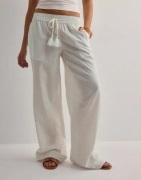 Nelly - Vit - Pull On Tassel Linen Pants