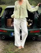 Nelly - Vit - Pull On Tassel Linen Pants