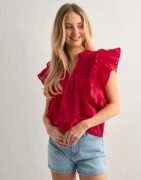 Only - Röd - Onlsunny Life Capsl Frill Top Wvn N