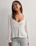 Vero Moda - Vit - Vmmymilo L/S Tie-Detail Top Wvn Ga