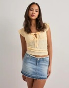 Nelly - Blå - No Waist Fringe Jeans Skirt