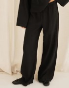 Nelly - Svart - Pull On Crinkled Pants