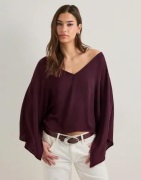 Nelly - Röd - Satin Slit Blouse
