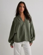 One Teaspoon - Grön - Linen Lace Up Shirt