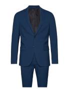 Lindbergh Plain Mens Suit - Normal Length Marinblå