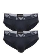 Mens Knit 2Pack Brie Kalsonger Y-front Briefs Blue Emporio Armani