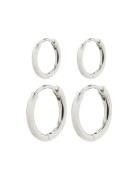Ariella Recycled Hoop Earrings 2-In-1 Set Silver-Plated Accessories Je...