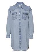 Denim Shirt Dress Kort Klänning Blue Wrangler